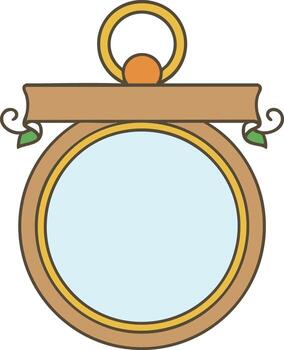 Vintage round hanging mirror with ring handle and frame vector