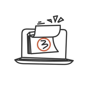 a laptop with a paper calendar on it vector