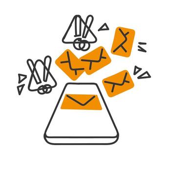 un icono de un teléfono con sobres correo no deseado volador fuera de eso vector