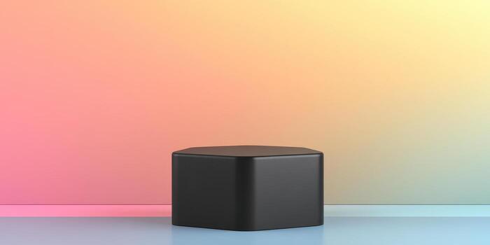 Minimalist black geometric stool against gradient background in modern setting photo