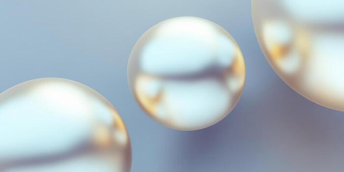 Abstract spheres with soft pastel reflections in minimalistic style photo