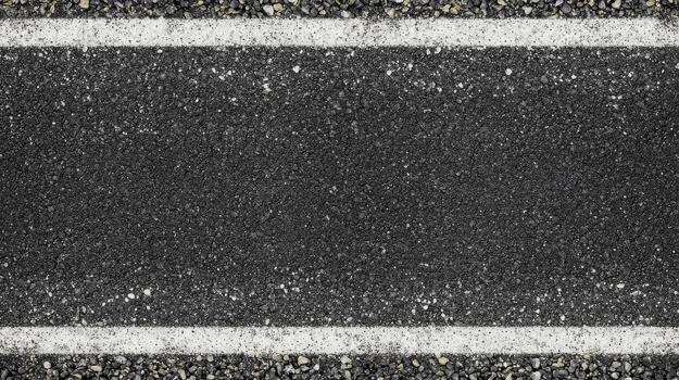 Close-up image of freshly paved asphalt road with white lines for background concept photo