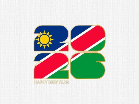 Abstract numbers 2026 with flag of Namibia. vector