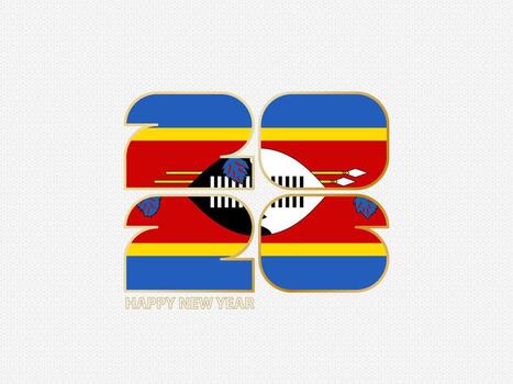 Abstract numbers 2026 with flag of Swaziland. vector