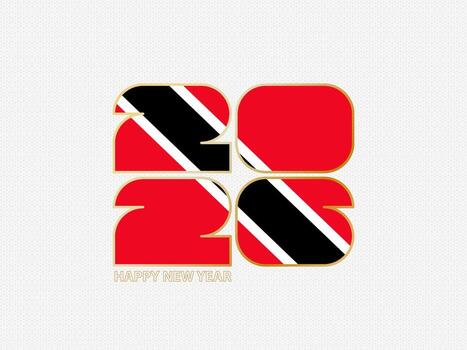 Abstract numbers 2026 with flag of Trinidad and Tobago. vector