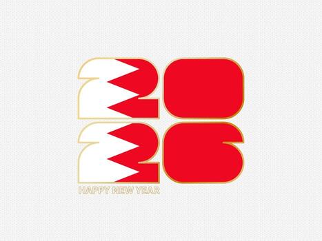 Abstract numbers 2026 with flag of Bahrain. vector