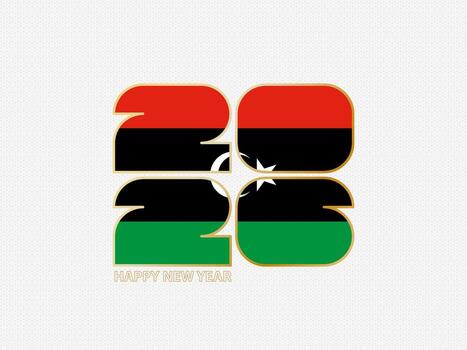 Abstract numbers 2026 with flag of Libya. vector