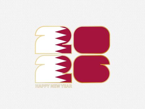 Abstract numbers 2026 with flag of Qatar. vector