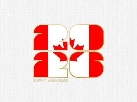 Abstract numbers 2026 with flag of Canada. vector