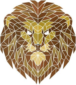 Low poly triangular lion on white background vector