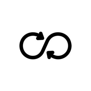 circular símbolo para infinito y ciclo concepto, con flechas, un versátil icono adecuado para negocio logos y tecnología gráficos. vector