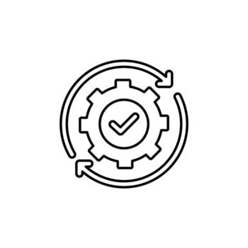 engranaje con cheque marca icono representando proceso mejoramiento vector