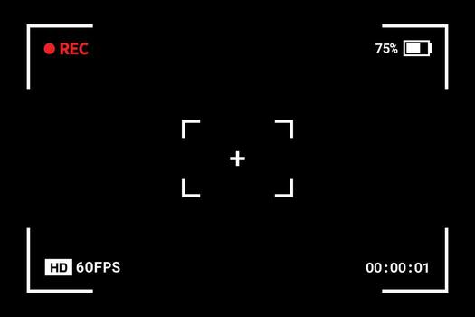 A camera viewfinder frame is visible on the recorder display. vector