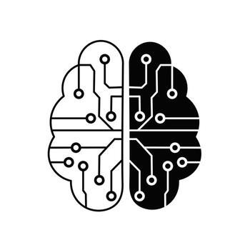 Artificial intelligence digital brain icon. Human brain processor circuit and cybernetic brain. Icon element for application and web. vector