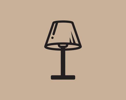 Simple line drawing of a classic table lamp on a neutral background vector