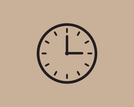 Simple oval clock face with hour and minute hands showing three o clock vector