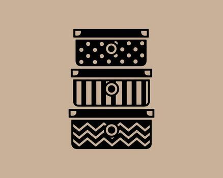 Tres apilado decorativo regalo cajas con único patrones y tapas vector