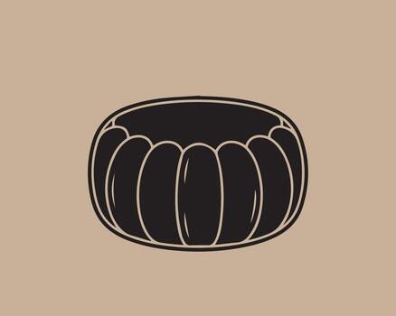 Stylized black geometric object with rippled sides on a neutral background vector