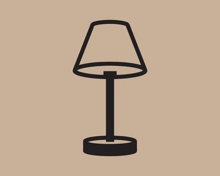 Simple line drawing of a modern table lamp on a neutral background vector