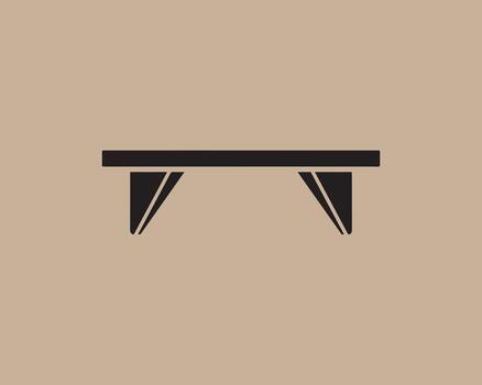 Minimalist black table with angled triangular legs on a neutral background vector