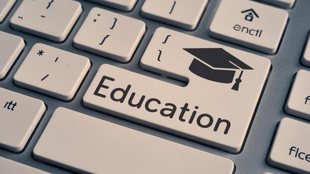 Close up of a keyboard featuring an education key, symbolizing learning and knowledge. photo