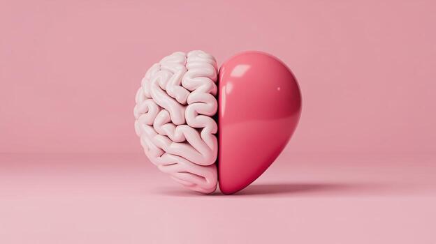 A creative representation of a brain and heart merging, symbolizing the balance of intellect and emotion. photo