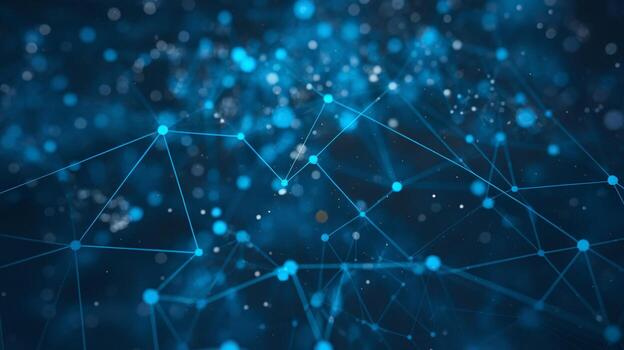 Intricate blue network connections creating a tech-inspired abstract background. photo