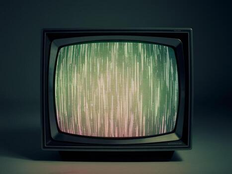 Vintage television with glowing static display, creating a nostalgic and retro atmosphere. photo