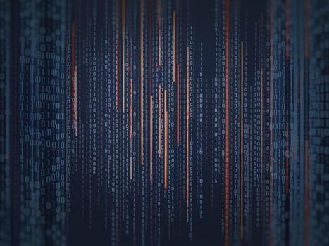 resumen digital antecedentes presentando binario código corrientes en azul y naranja tonos foto
