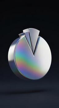 3d metallic pie chart representing business data and growth photo