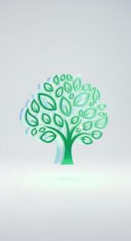 Abstract green tree with leaves isolated on white background photo