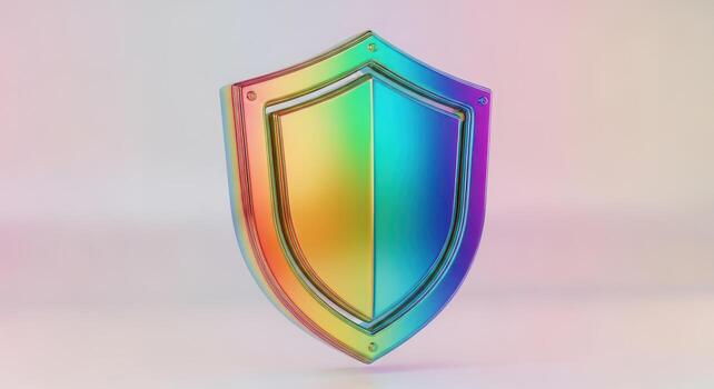 Rainbow shield symbolizing protection, security, and safety photo
