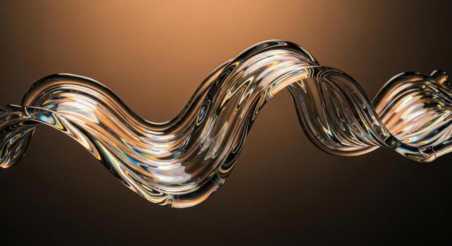 Abstract shiny liquid metal wave with reflections photo