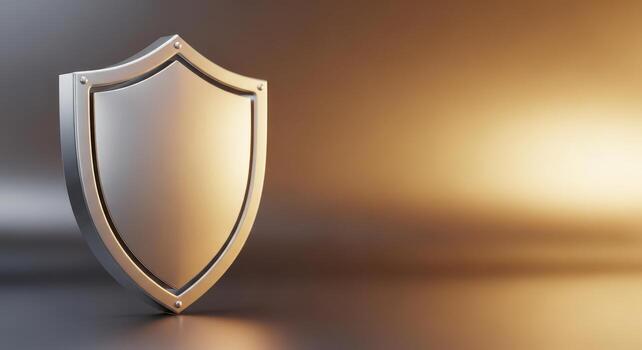 Silver shield symbol representing security and protection photo