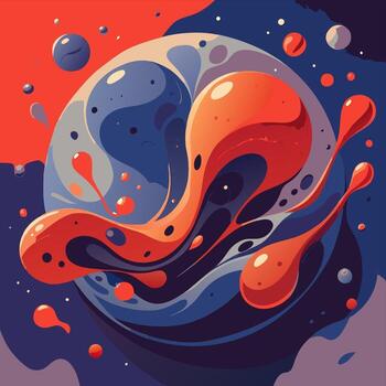 Swirling fluid design with bold red and blue hues creating a mesmerizing effect vector