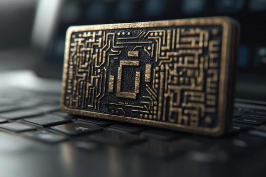 A small electronic device with a circuit board on top of a laptop photo