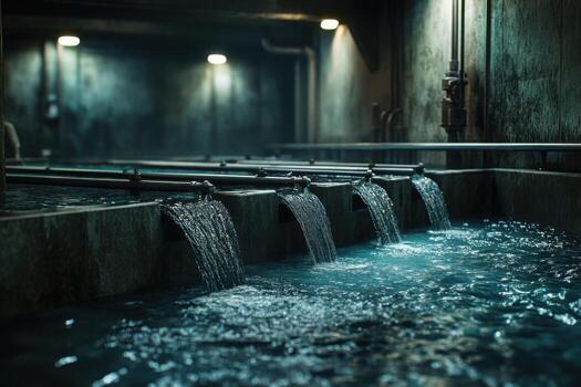 A water pipe is flowing into a room photo