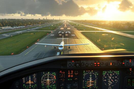 A view from inside an airplane cockpit photo