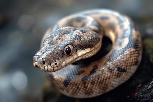 A snake with a large head and a small body photo