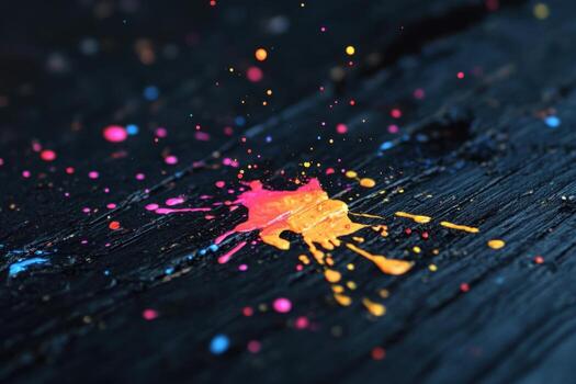 Colorful paint splatter on a dark background photo