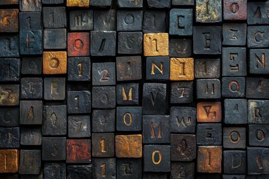 Old typewriter letters on a wall photo