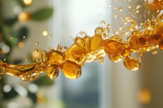 Orange juice splash with bubbles photo