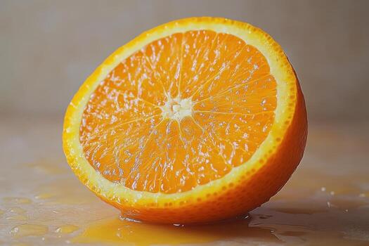Orange slice on a table photo