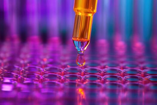 A close up of a test tube with a drop of liquid photo