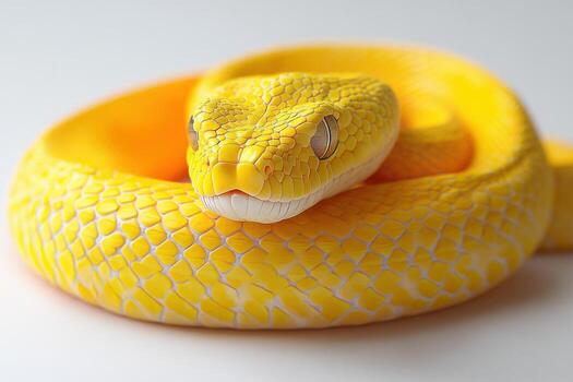 A yellow snake with white markings on its body photo