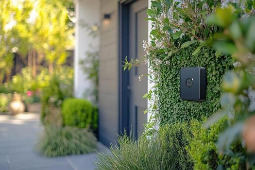 A smart home device is on the side of a house photo