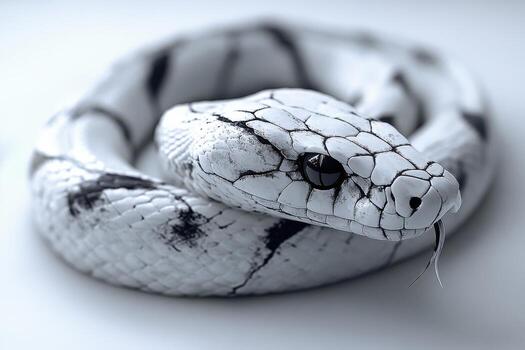 A snake is shown in a white background photo