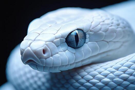 A close up of a white snake photo