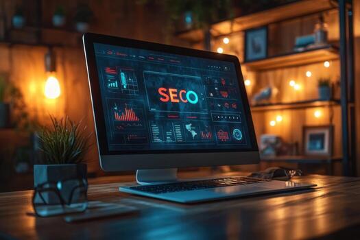 Seo on a computer screen photo
