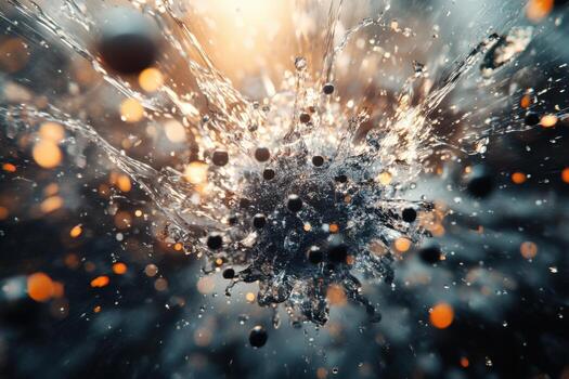 A close up of a water splash with bubbles photo